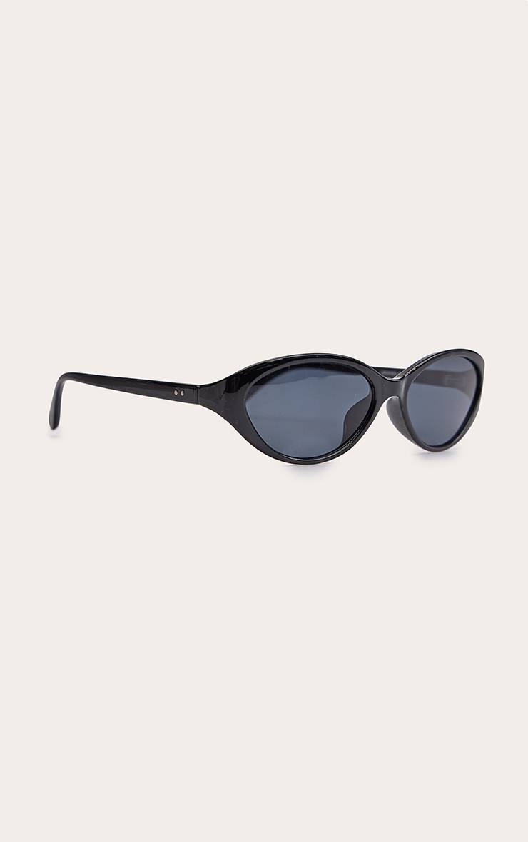 Noir Lunettes De Soleil Ovales Œil-de-chat À Monture Fine