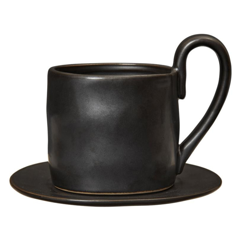 Ferm Living Flow mok met schotel Black