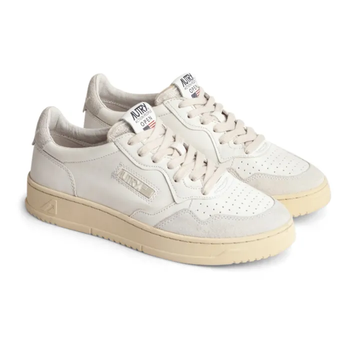 Autry Baskets Open Low Cuir/Suede | Blanc