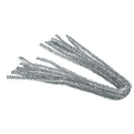 Meyco Chenilledraht ( Biegeplüsch, Pfeifenputzer ) silber metallic 8mm x 50cm, 10 Stück