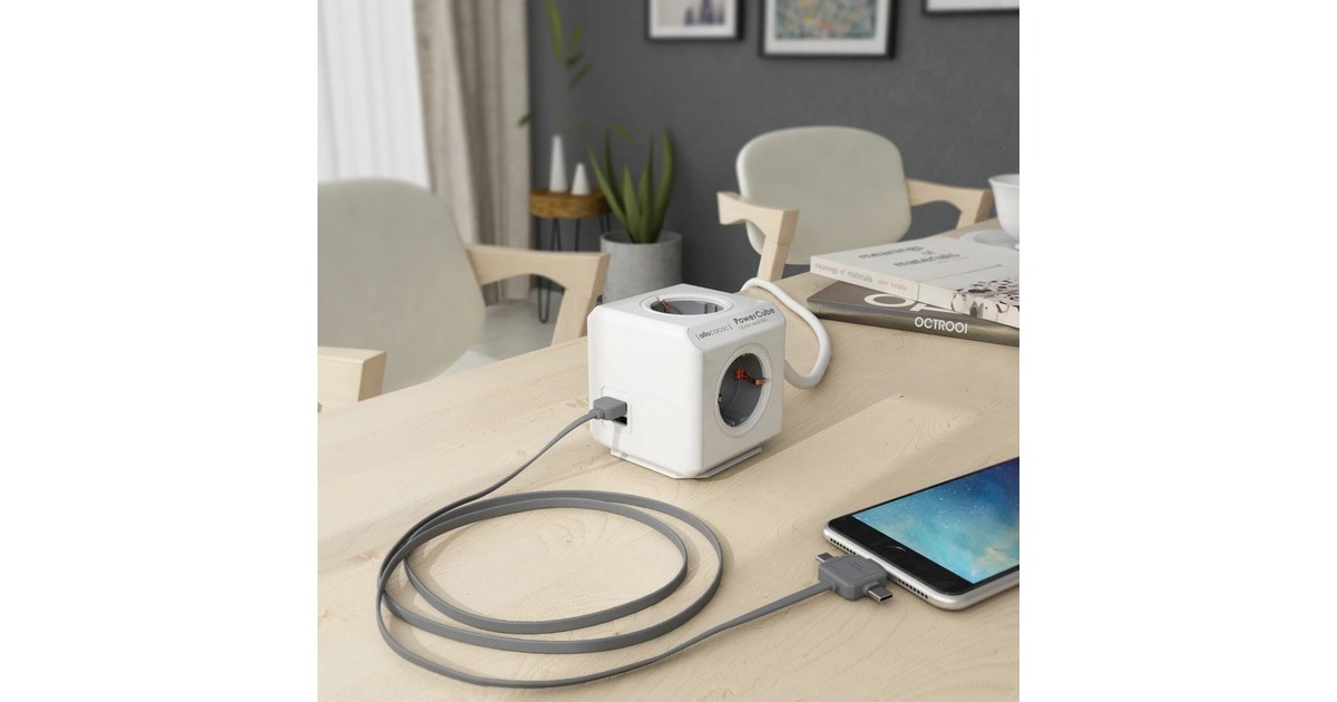 AllocacocPowerCube | Extended USB | stekkerdoos stekkerdoos  (Wit/grijs)