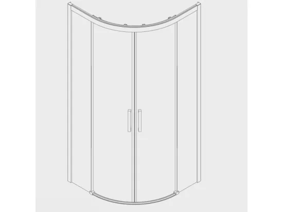 Paroi de douche semi-circulaire 2 verres fixes + 2 portes coulissantes S400 verre sérigraphié 90x90 cm rayon 55cm