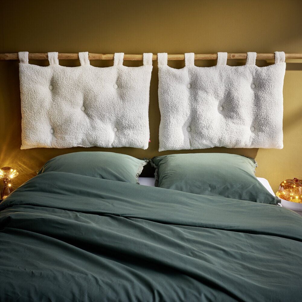 Coussin pour tête de lit en tissu bouclette blanc cassé 70x50 cm