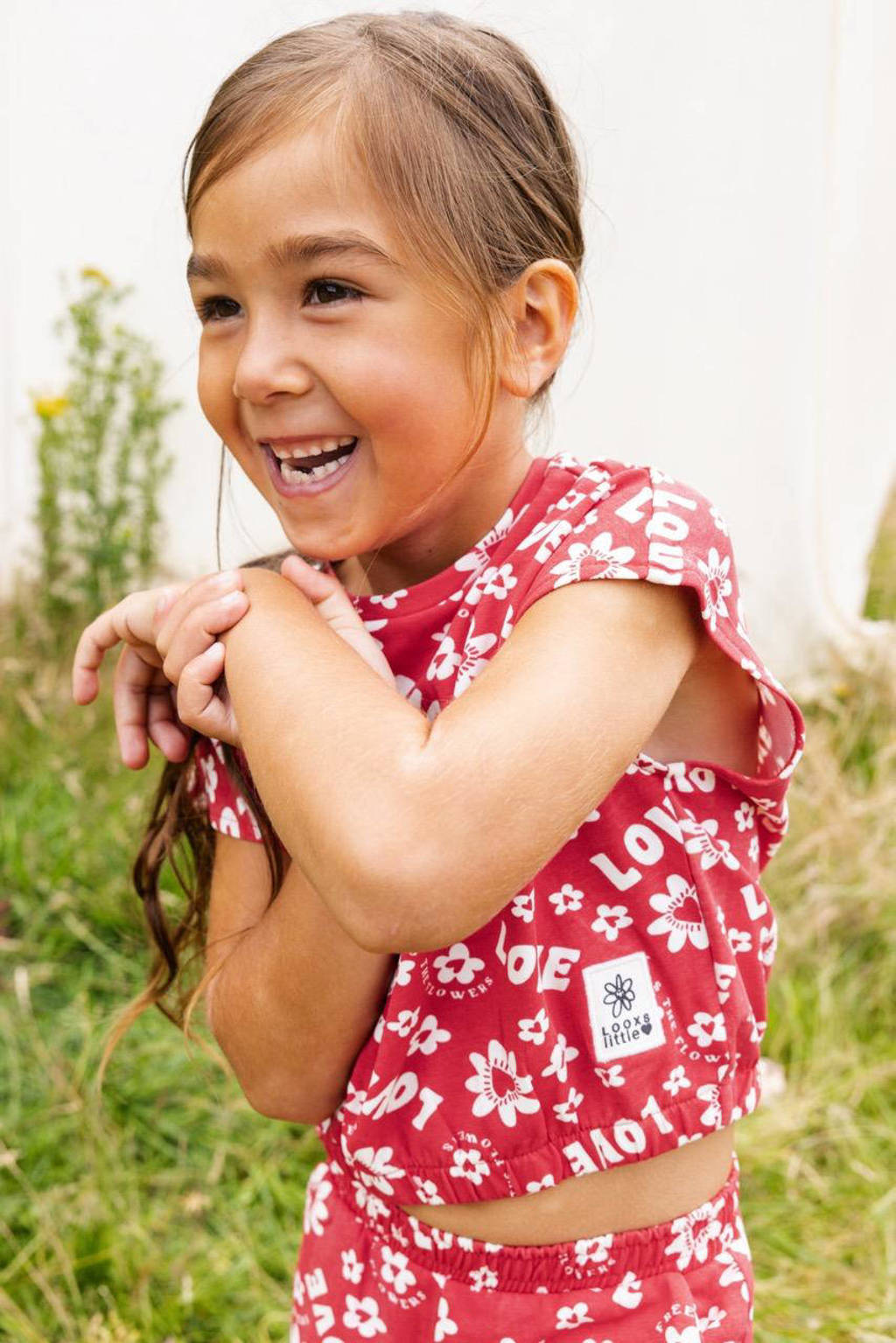 LOOXS top met tekst rood/wit