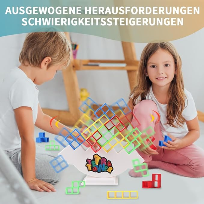 (71-tlg. Set) Tetra Tower Stapel Kinder Spielzeug Balance Schaukel Turm Baustein Stapelblöcke Spiel - Bunt