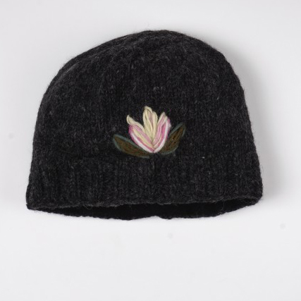 Handgestrickte Wollmütze 'Lotus', grau günstig bestellen