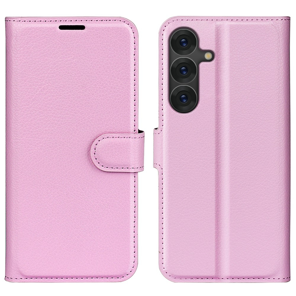 Samsung Galaxy S25  Plus Leder Tasche Flip Cover Litchi Look - Rosa
