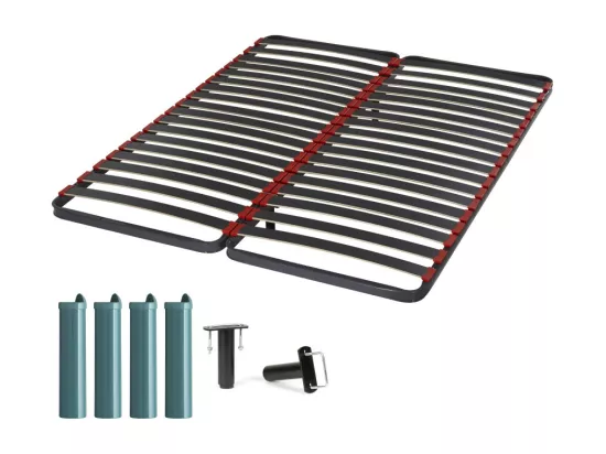 Sommier à lattes + pieds 2x80x200 Iota - 36 lattes bois - Fabrication française
