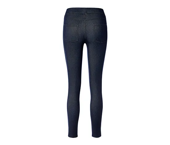 Gefütterte Leggings in Jeansoptik, darkblue denim