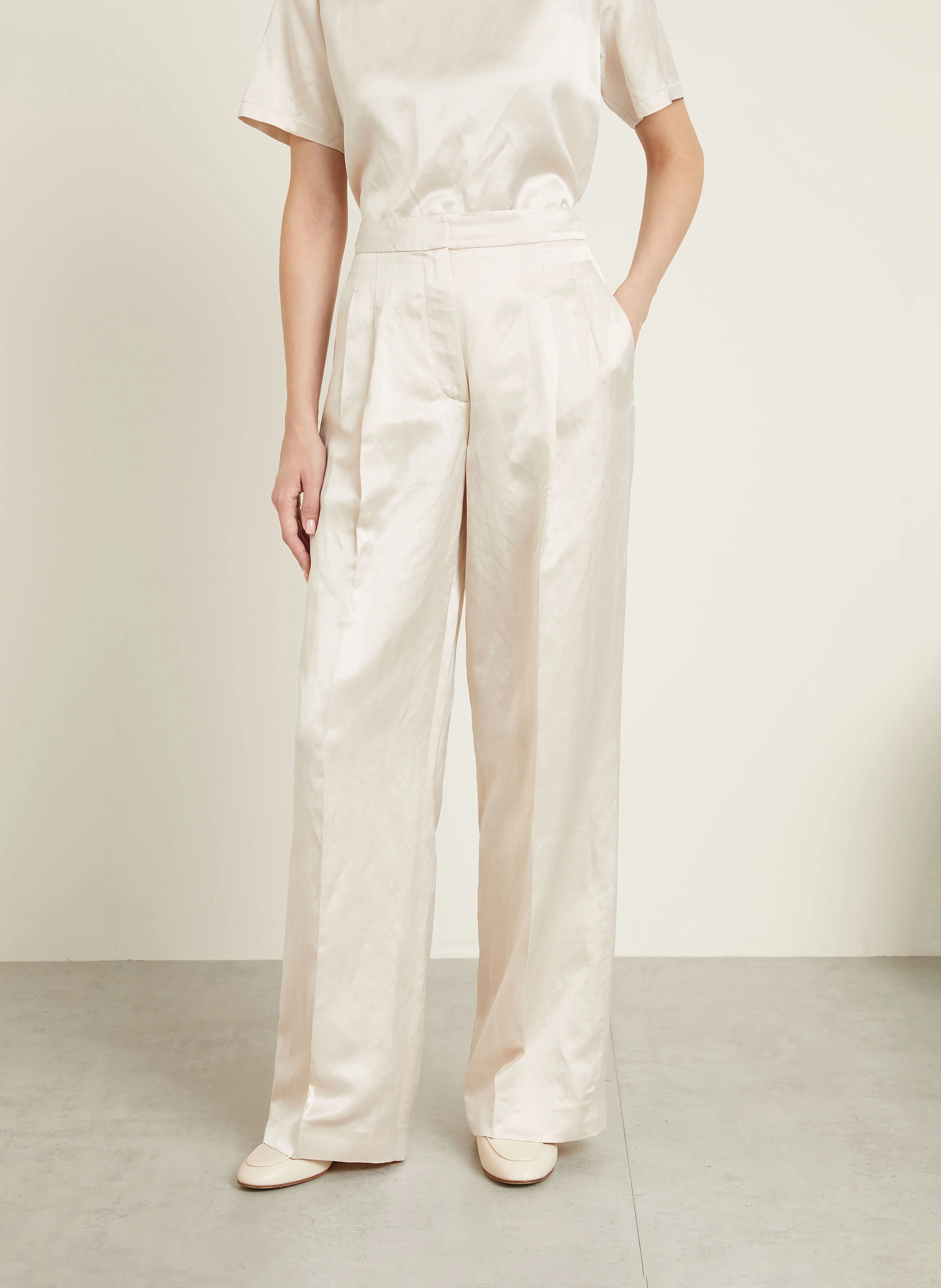 IRIS von ARNIM Satinhose LAINIE mit Leinen