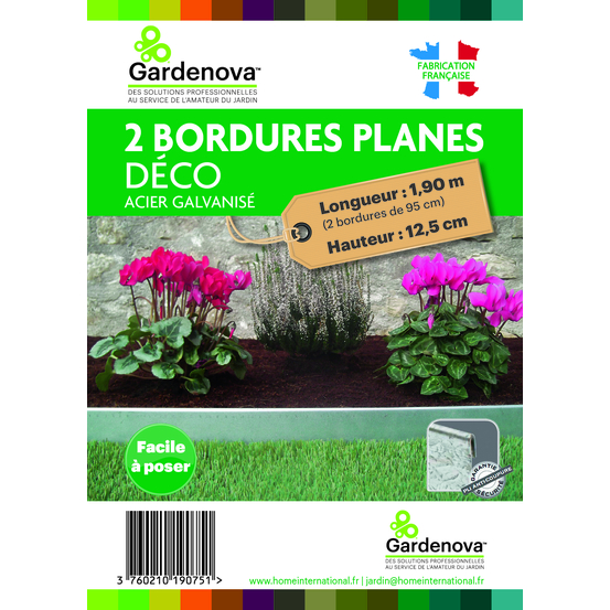 Bordures plates en acier galvanisé L.96 x H.12,5 cm - x2