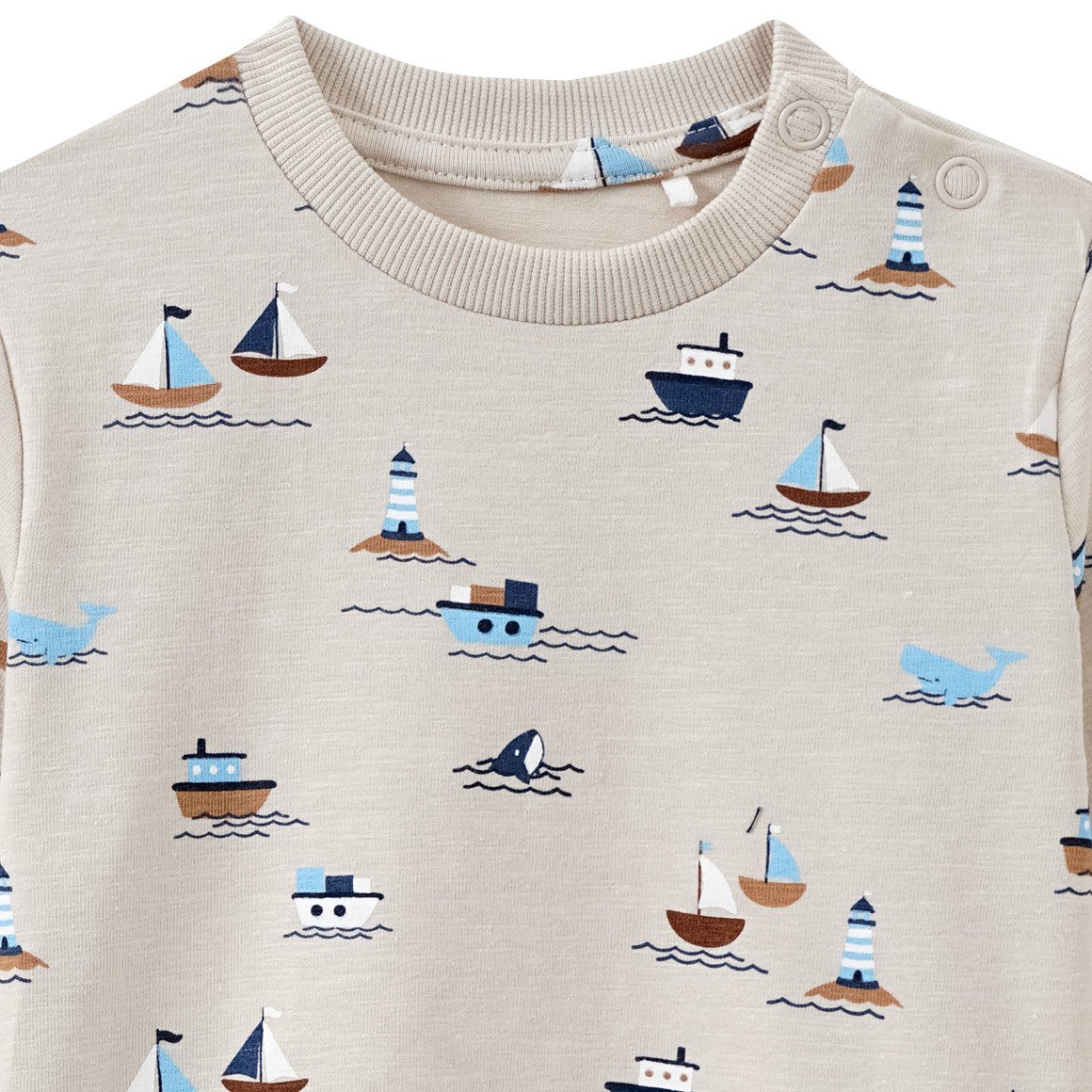 Topomini Baby Langarmshirt mit Meeres-Motiven beige