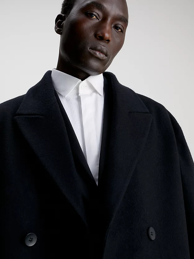 Casaco de lã e cashmere com abotoamento duplo