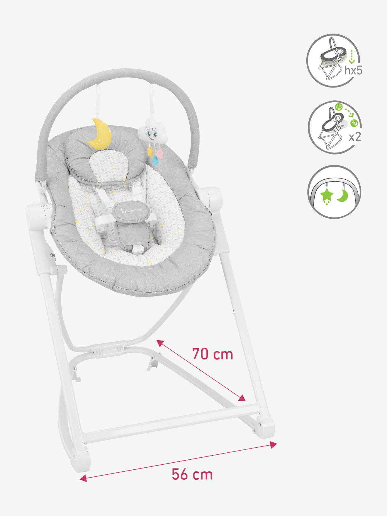 Rede de descanso BADABULLE Compact'Up High, cinza claro com estampa.