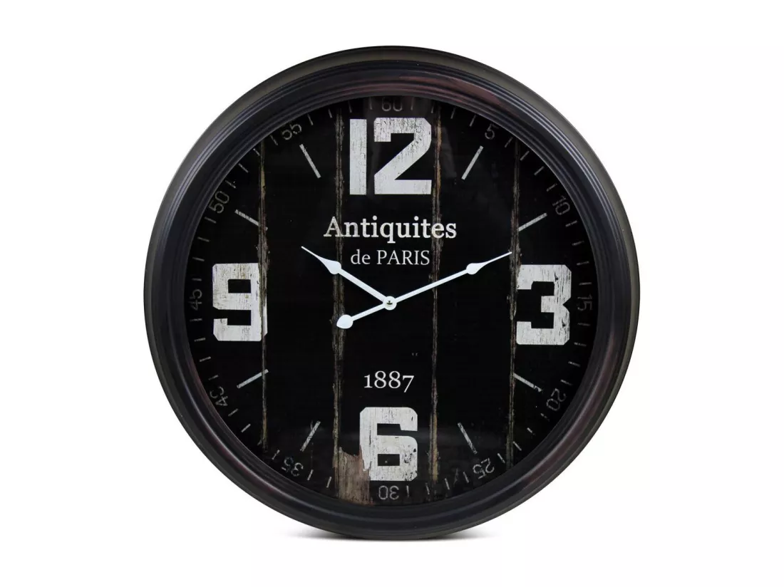 Horloge ancienne murale antiquités de paris Métal Noir - Décoration d'Autrefois