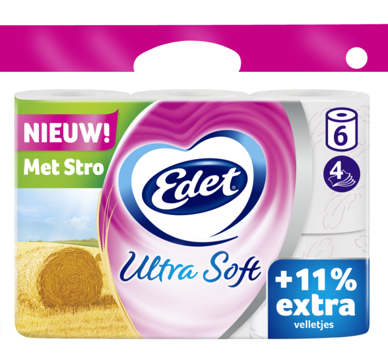 Edet Toiletpapier ultra soft met stro 6st