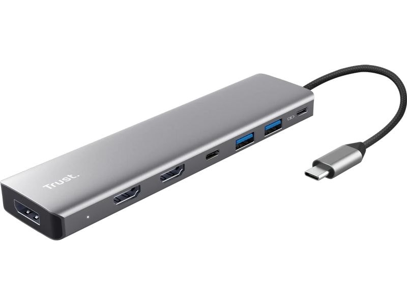 Trust Dalyx 7-in-1-Multiadapter Eleganter Multi-Port-Adapter aus Aluminium