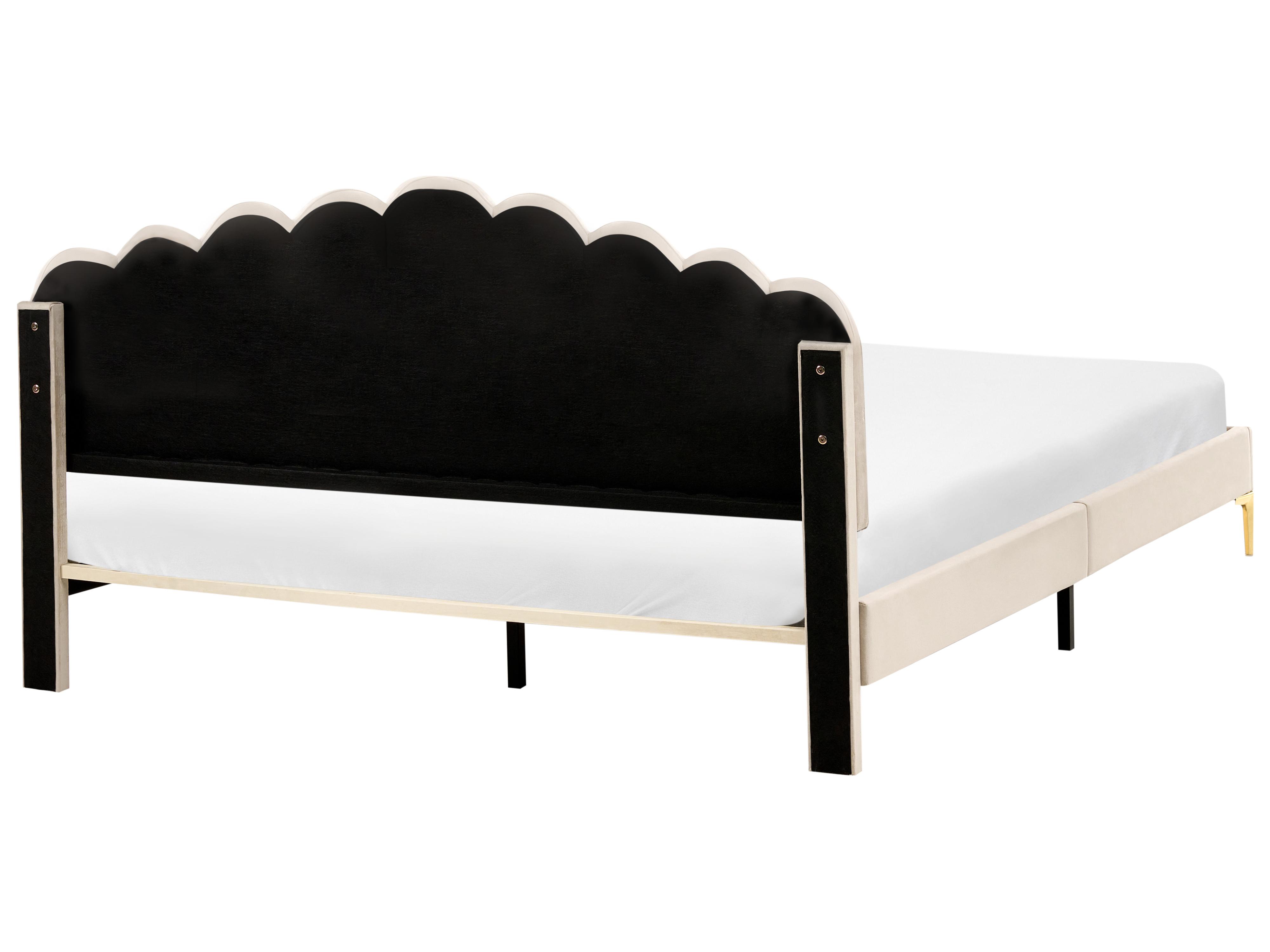 Bed Fluweel SAUVIAN 180 x 200 cm Beige