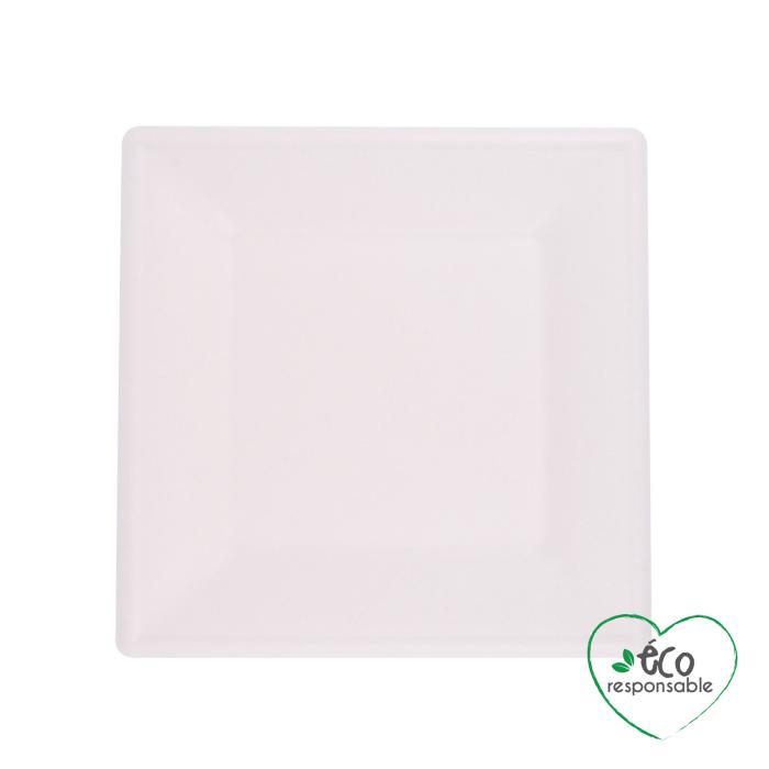 SET 12 ASSIETTES CARREES CANNE A SUCRE 15CM BLANC
