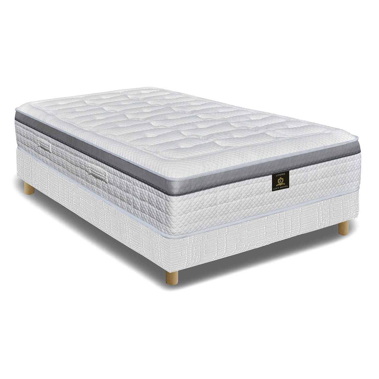 Literie Loft Hotel Ensemble matelas et sommier Urban blanc - 80x200 cm