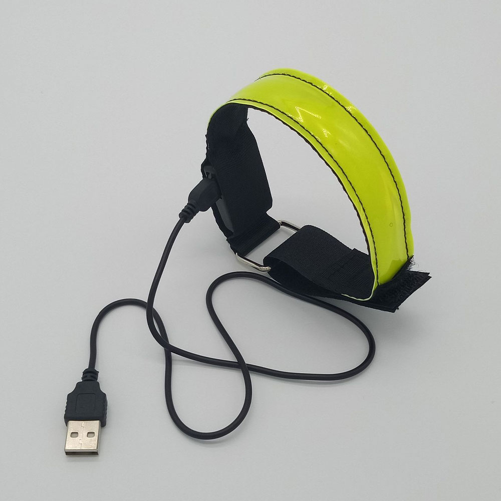 Aufladbares USB Leuchtarmband für Kinder / Erwachsene zum Sport / Joggen / Radfahren (28-32cm) - Neon Grün