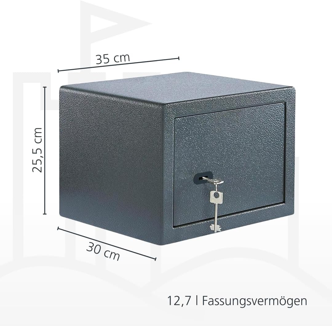 BURG-WÄCHTER Möbeltresor mit Schlüssel, Inkl. Fachboden, Zur Wand- und Bodenbefestigung, 20,6 l, 12,7 kg, Pure-Safe PS 120 K, anthrazit