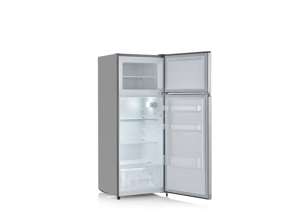 SEVERIN DT 8761 - Køleskab/fryser - top-fryser - bredde: 54.2 cm - dybde: 55 cm - højde: 143.4 cm - 206 liter - Klasse E - sølv