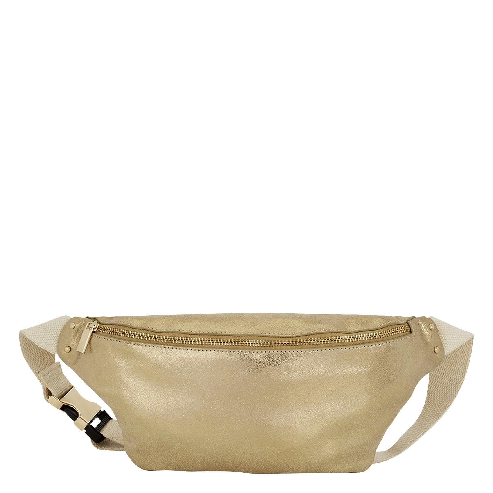 OLIVIA - Sac banane en cuir métallisé | Doré
