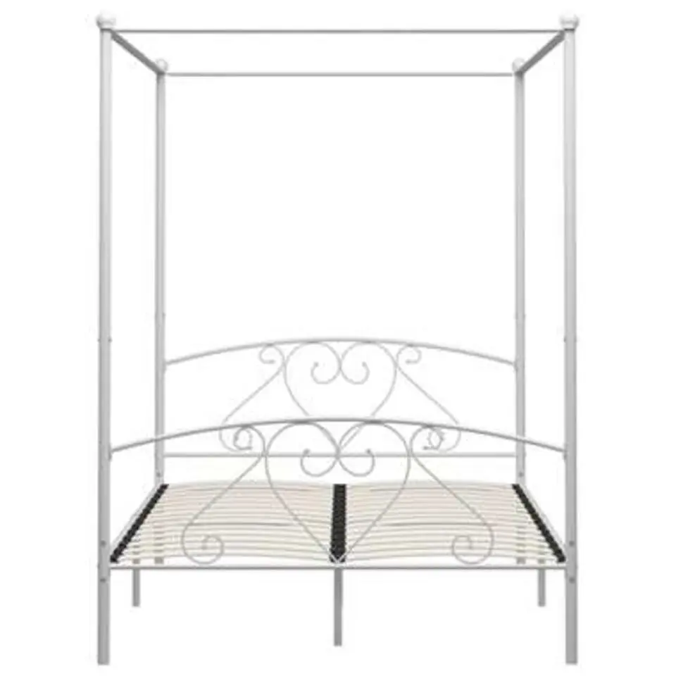 vidaXL - Hemelbed met hoofdbord - Wit - Metaal - 140x200 cm