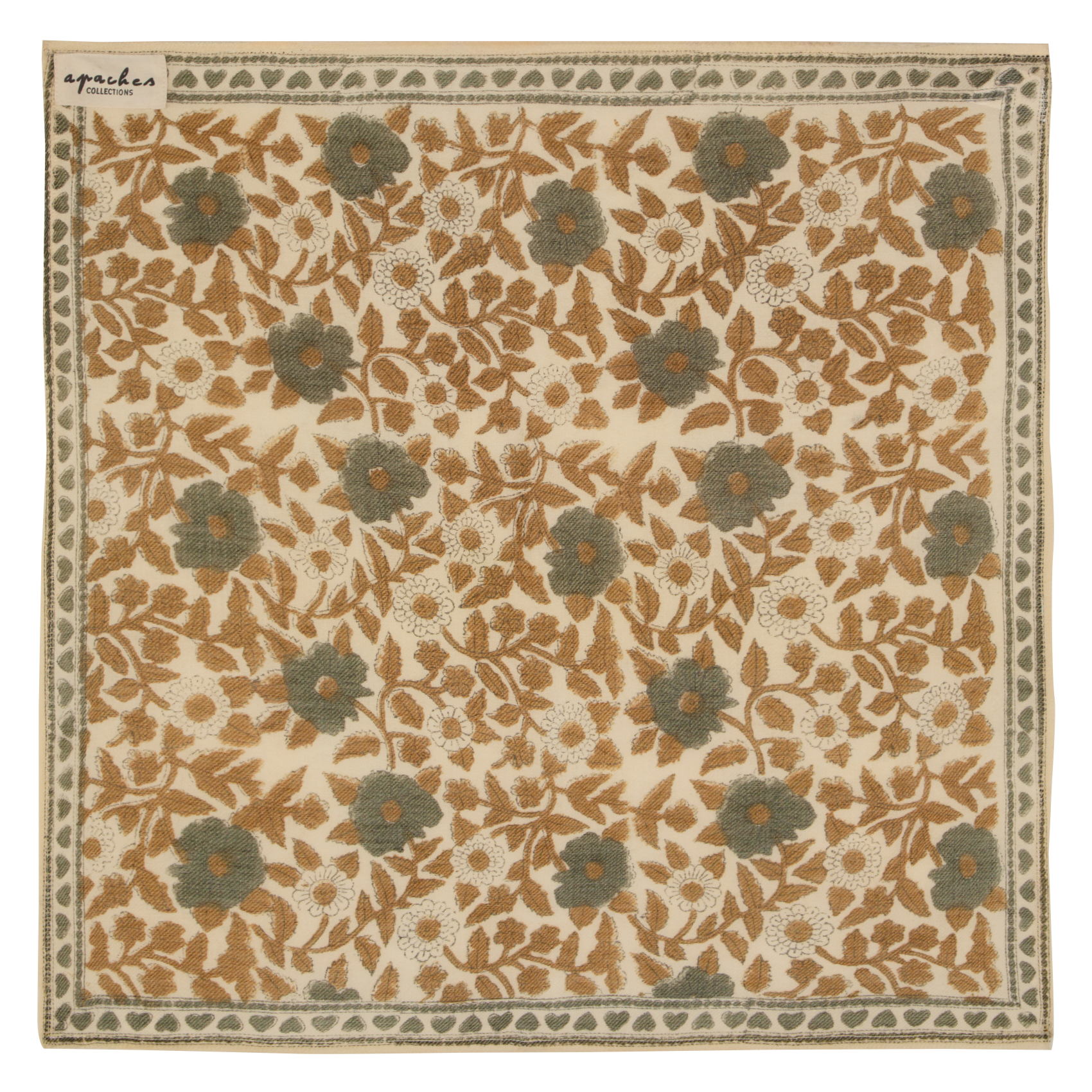 ASHA - Foulard en laine et coton mélangé imprimé | Beige