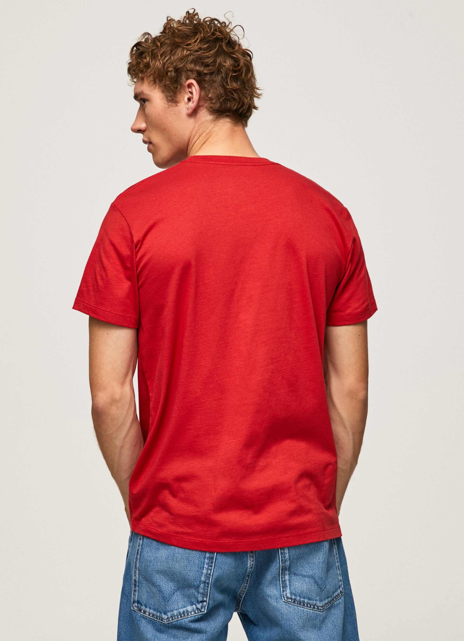 Camiseta de algodão com logo estampado - vermelho estúdio