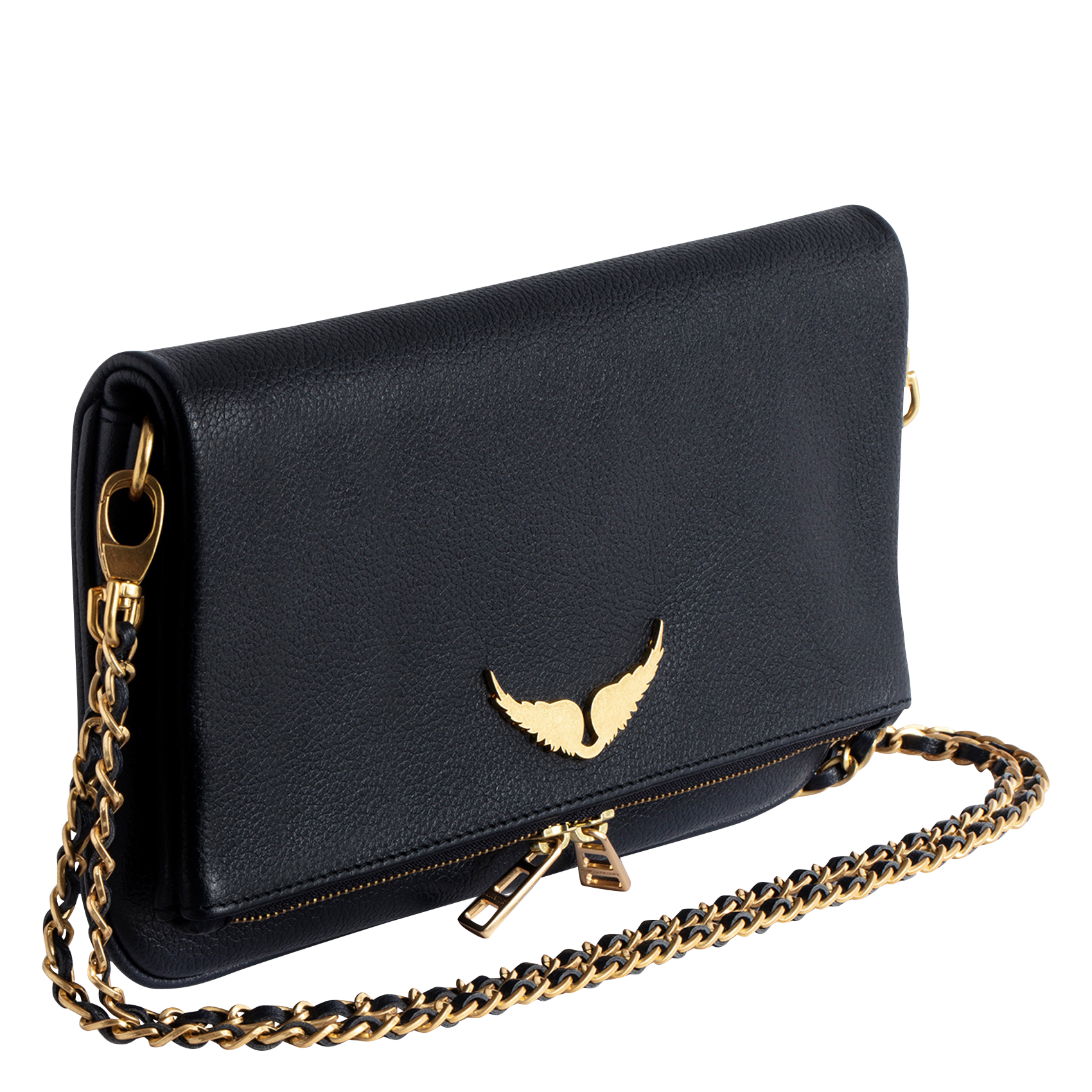 ROCK - Pochette en cuir chaînes en métal | Bleu