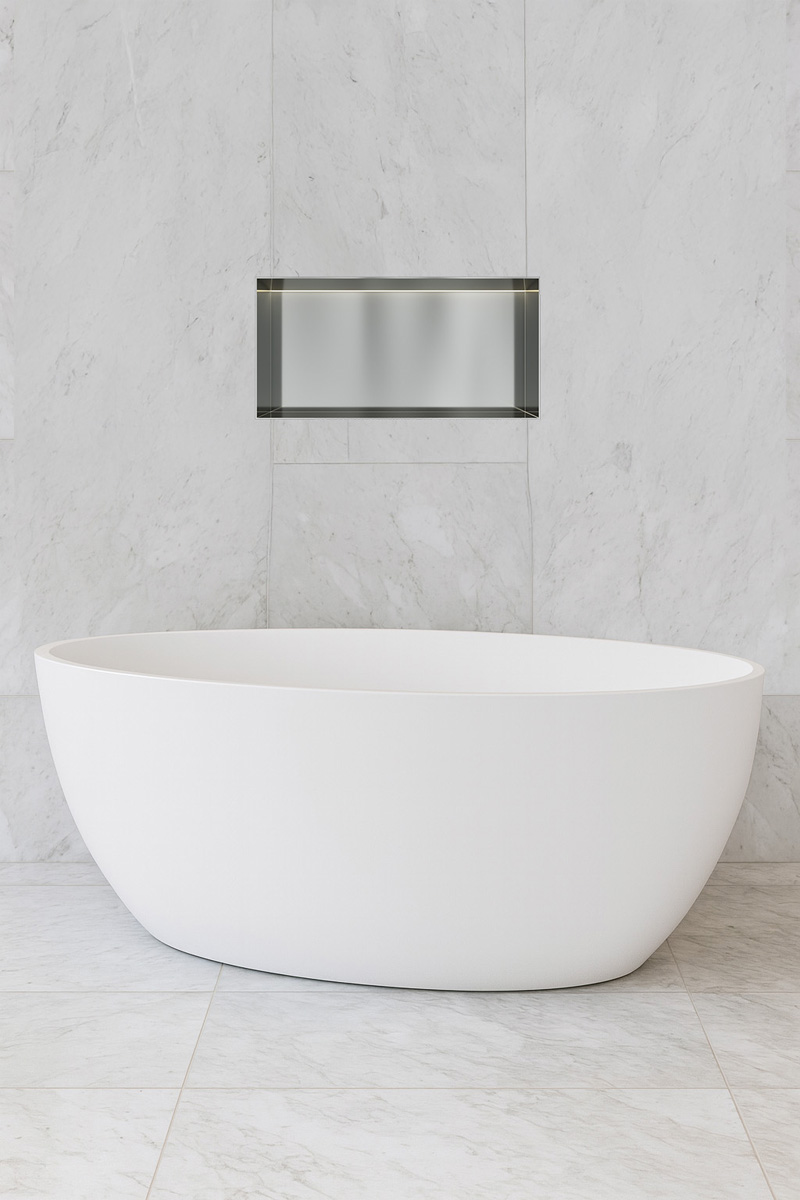 Hotbath &More frameless inbouwnis met verlichting 30x60x10cm RVS