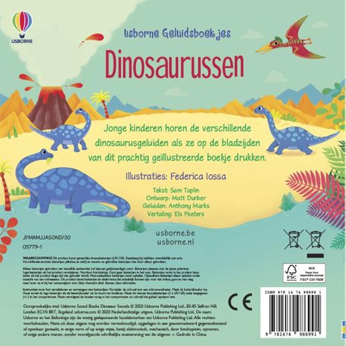 Uitgeverij usborne geluidenboek dinosaurussen