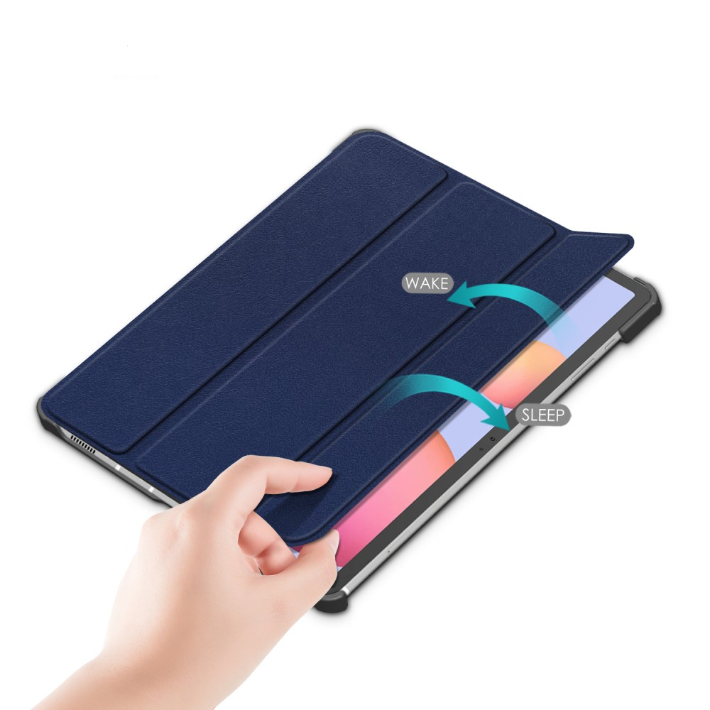 Samsung Galaxy Tab S8 / Tab S7 Leder Tasche Smart Case Hülle   S-Pen Halterung - Dunkelblau / Schwarz