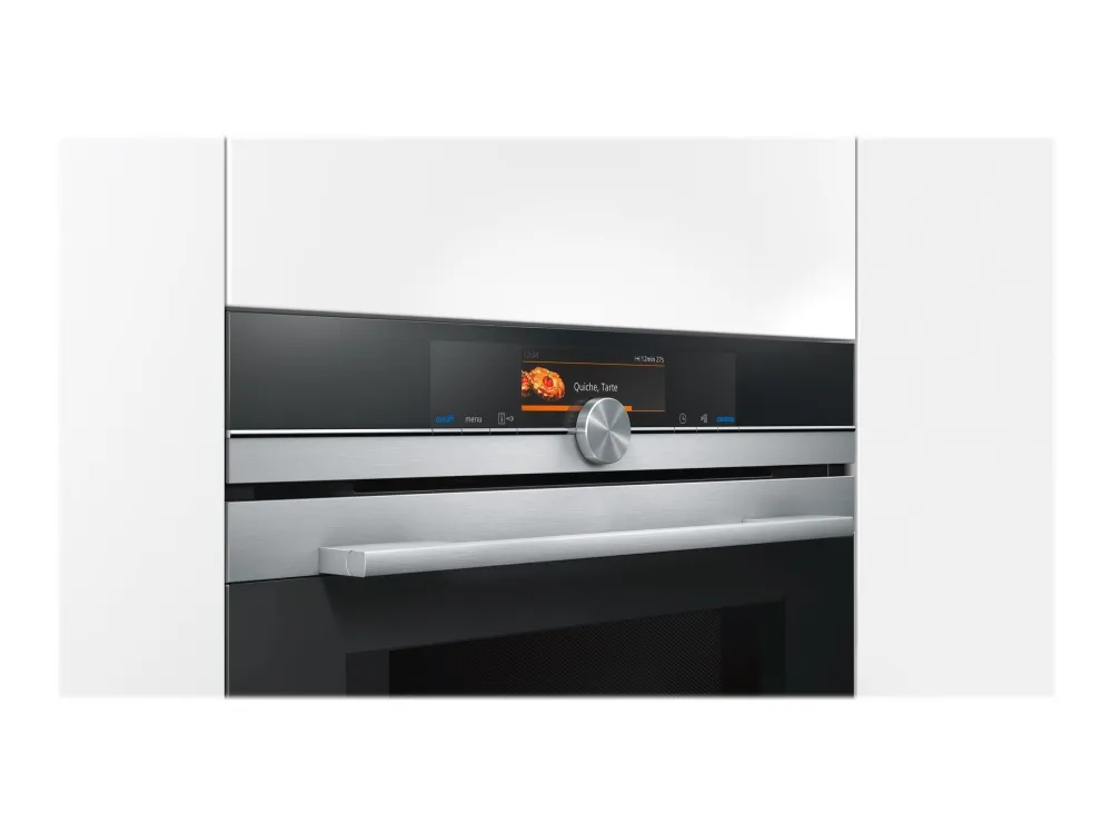 Siemens iQ700 CM678G4S1 - Kombinationsovn - til indbygning - niche - bredde: 56 cm - dybde: 55 cm - højde: 45 cm - med selv-rengøring - rustfrit stål
