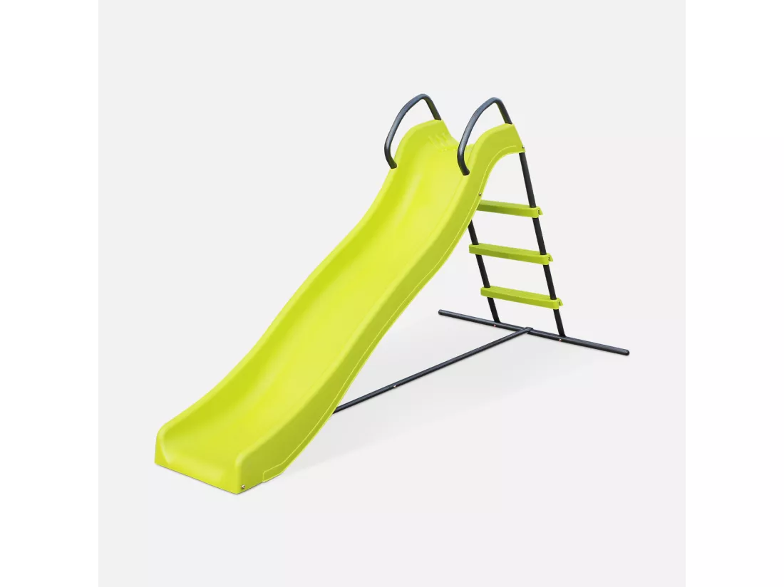 Toboggan - Sirocco vert - Glissière double vague. 175cm de longueur. structure de jardin extérieure. aire de jeu pour le jardin.