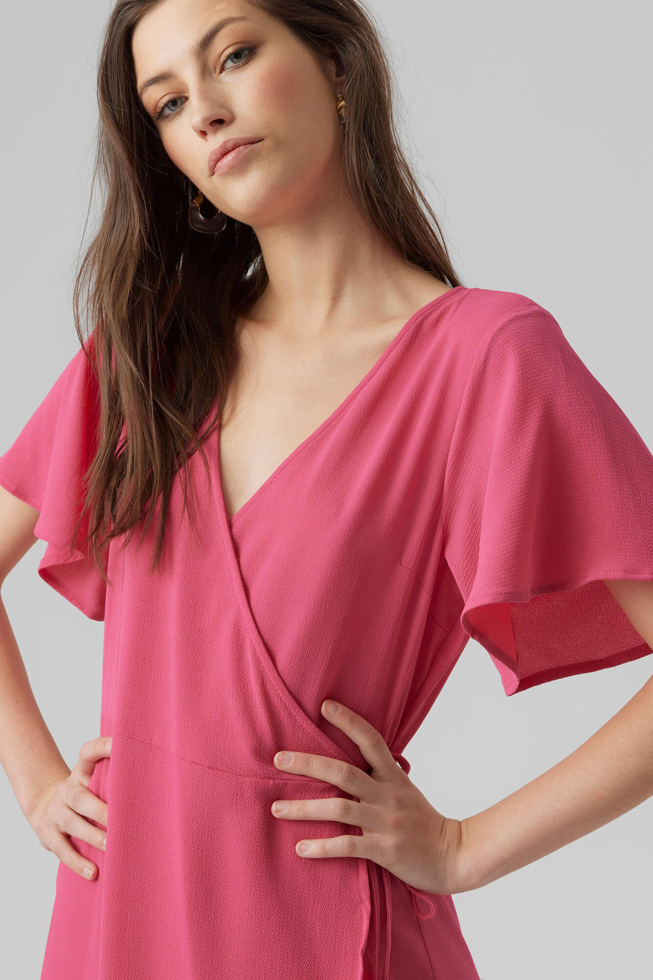 Vestido midi cruzado - Rosa