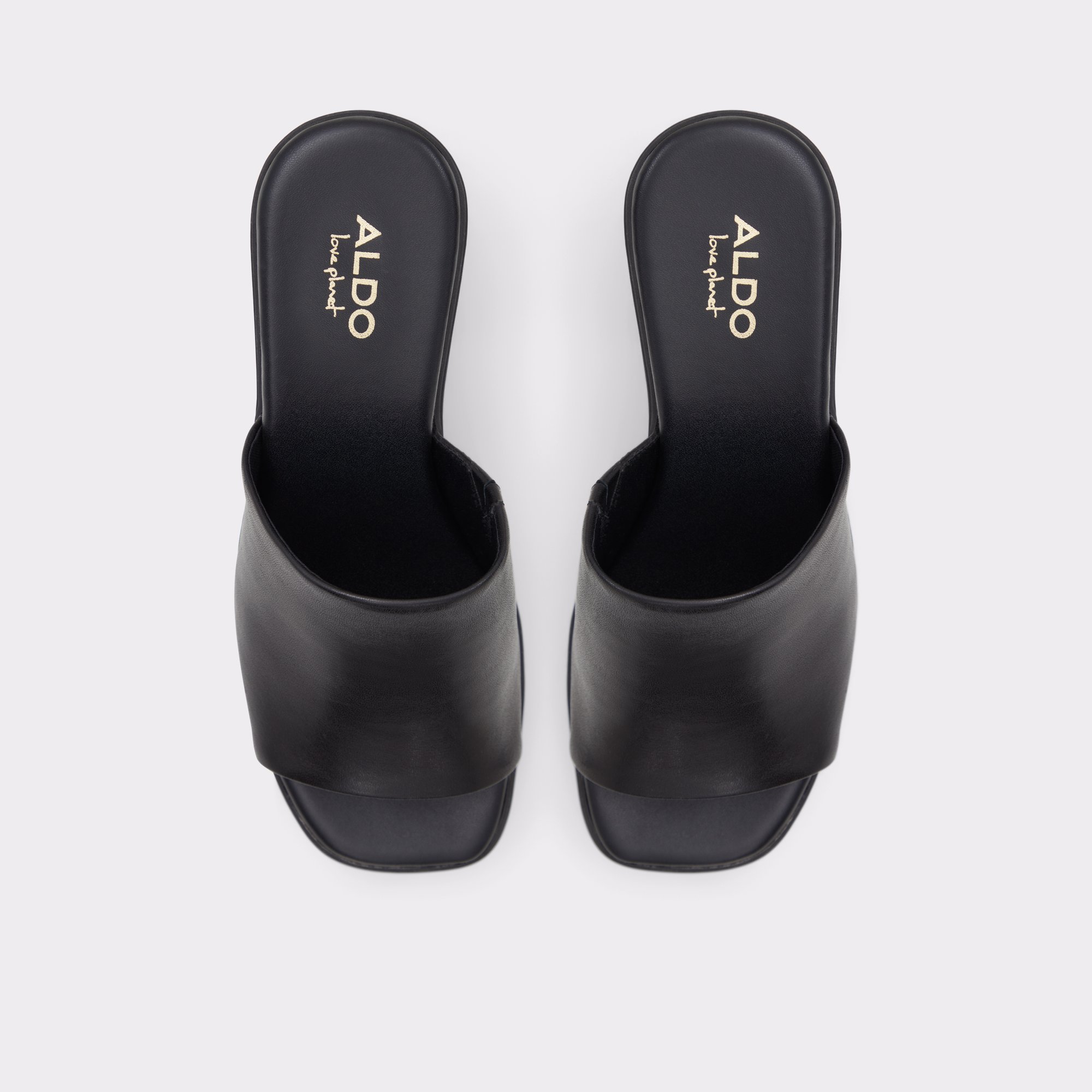 Maysee Black Leather Smooth Women Mule Shoes
