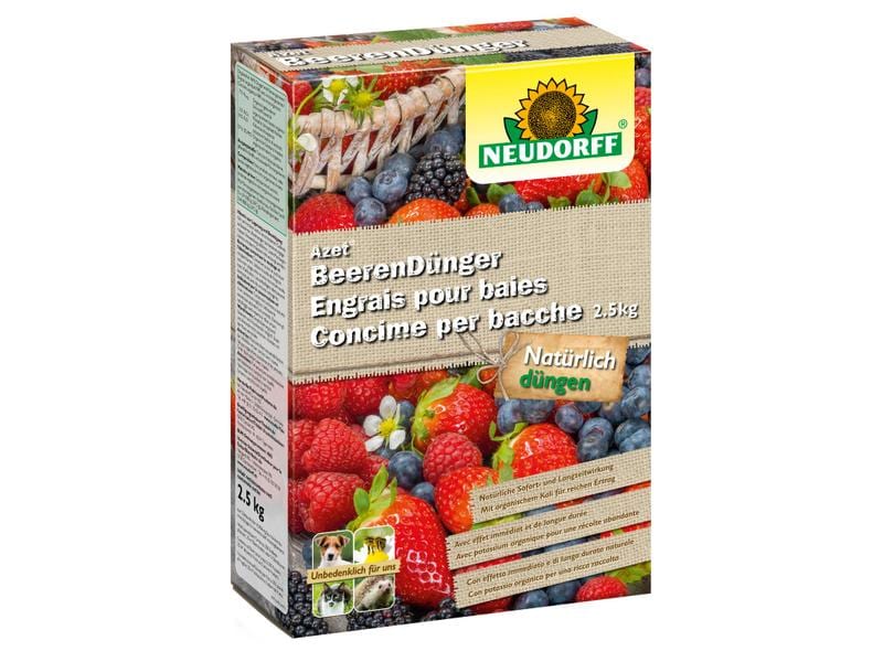 Neudorff Beeren Dünger Azet, 2.5 kg Natürlich biologische Vollwertkost für Beerensträucher, Erdbeeren, Weinreben, Obststräucher und -bäume