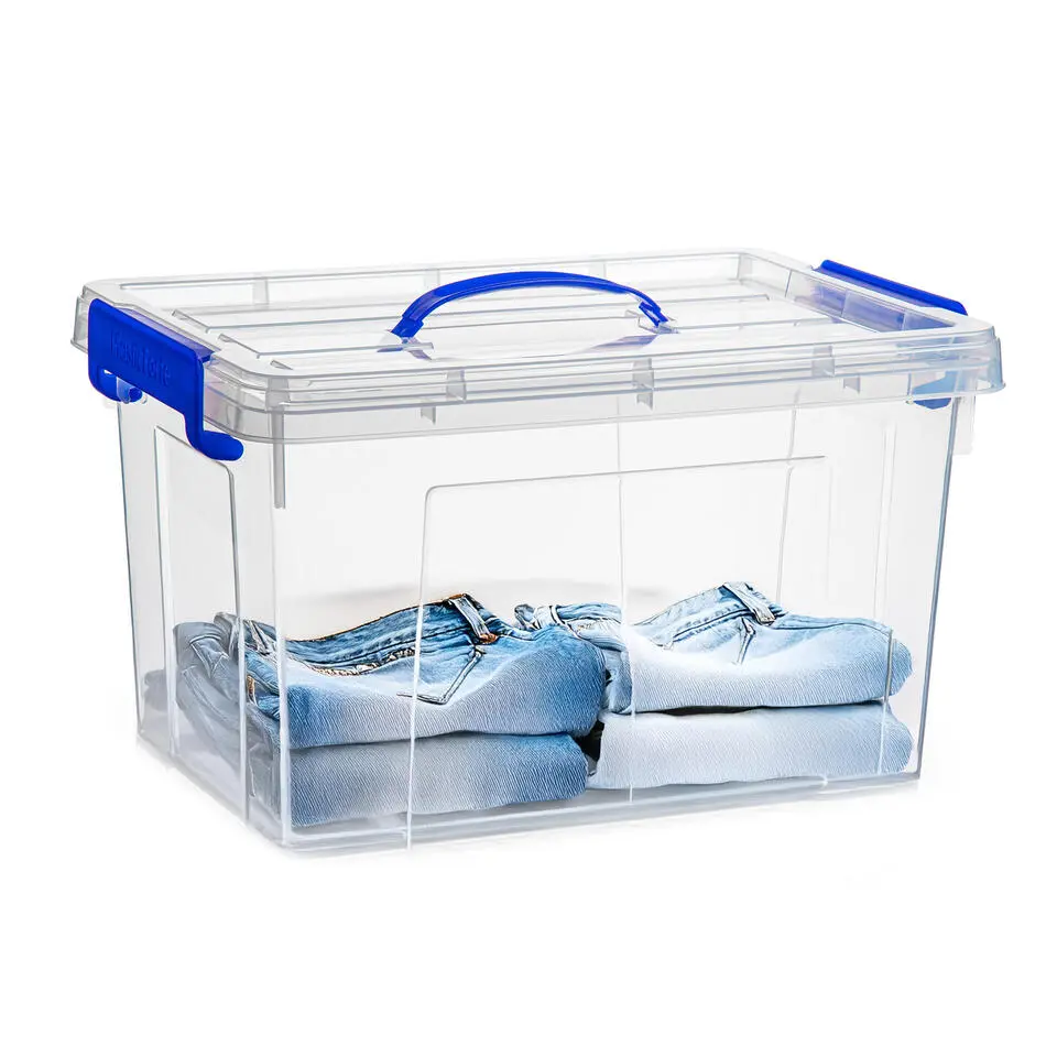 Plasticforte Opbergbox met deksel - blauw - 18.5L - kunststof