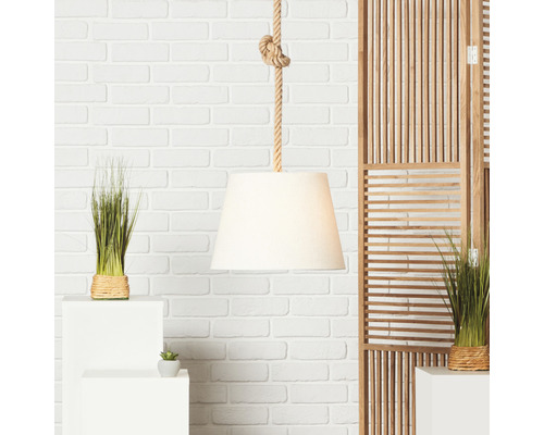 Hanglamp, 1-lichts, HxØ 130x35 cm, naturel/wit