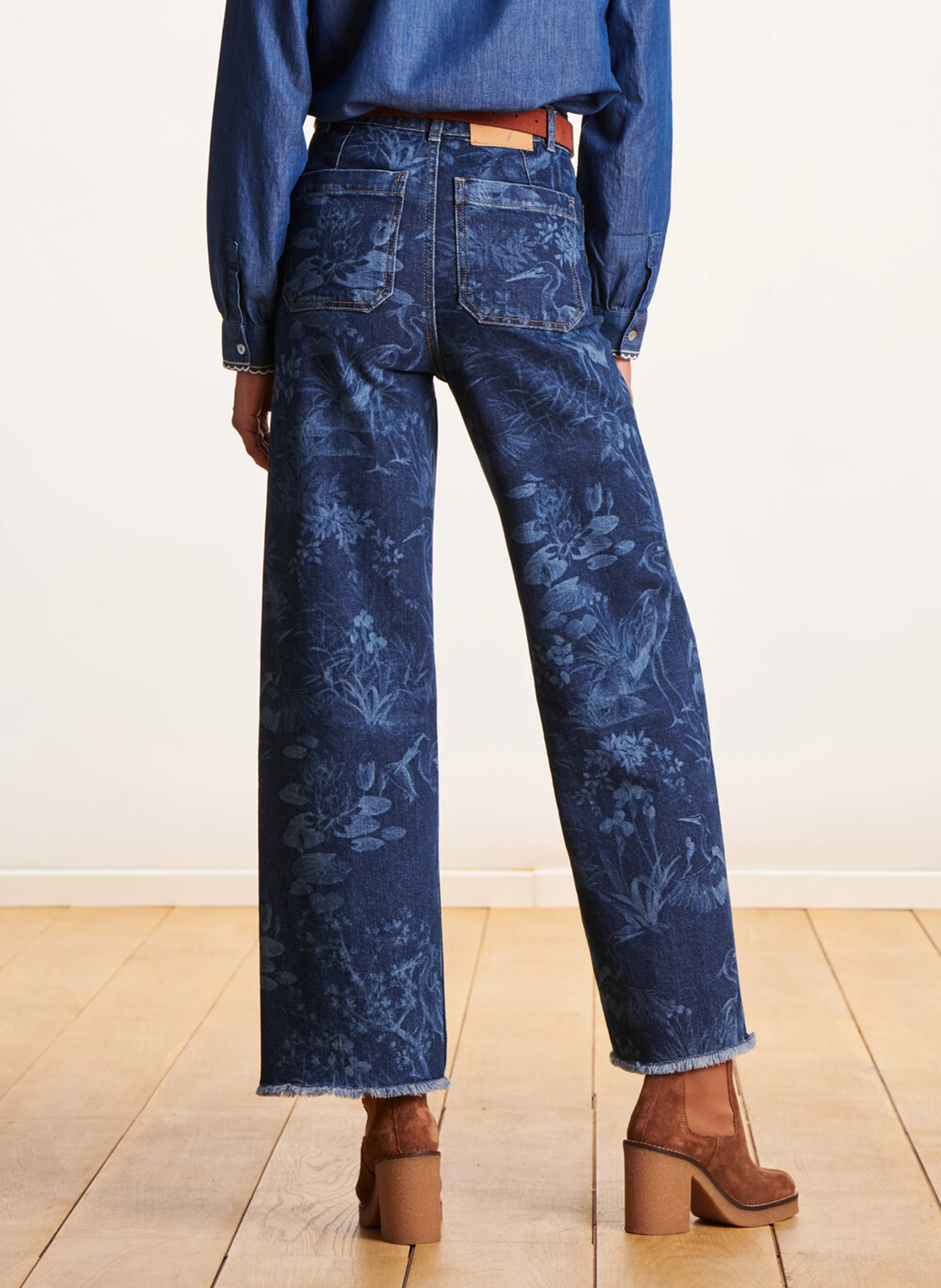 Jean large taille haute| Bleu