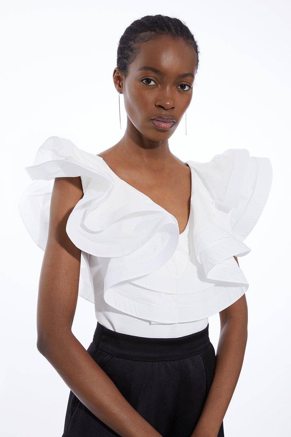 KarenMillen Body en coton à volant