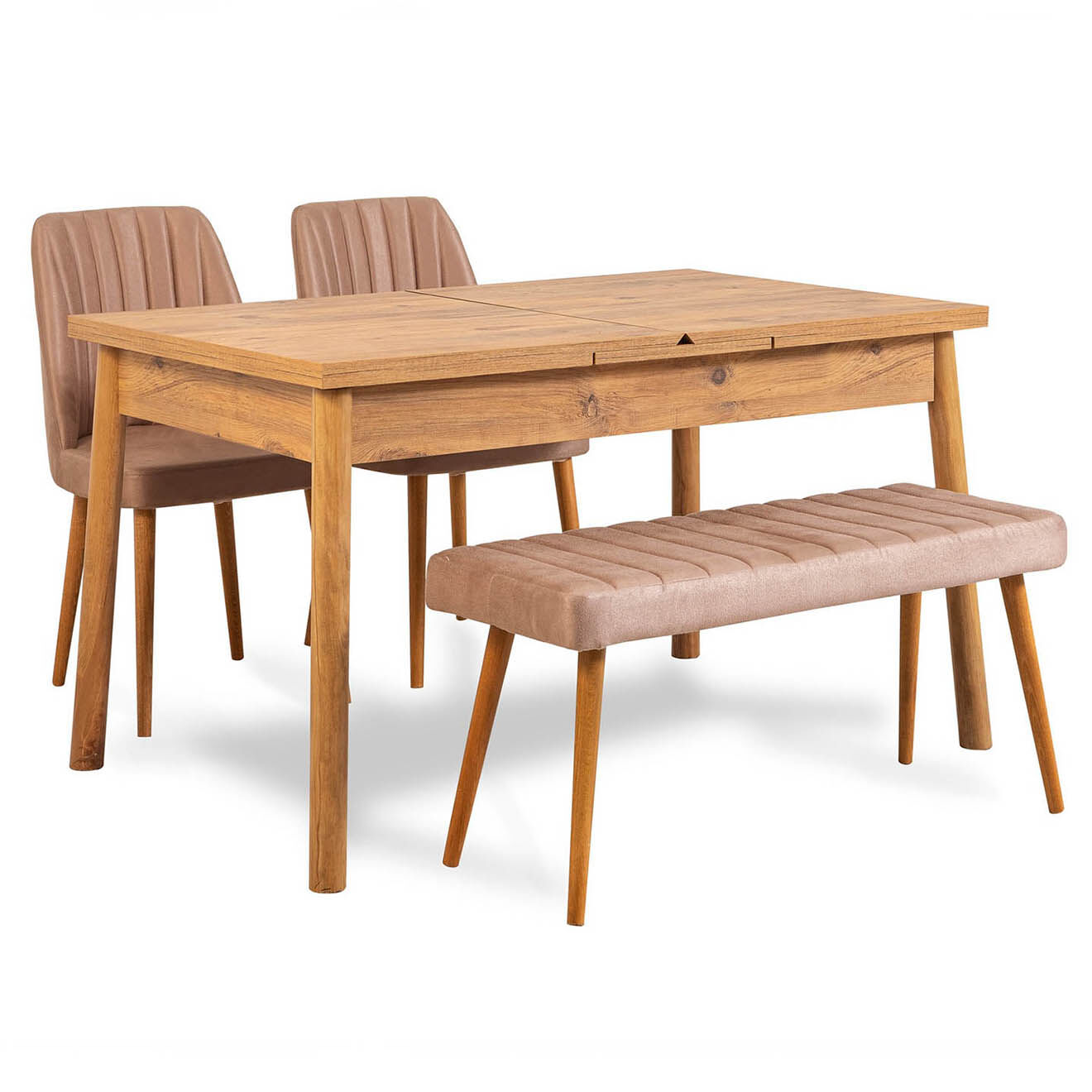 Homitis Table + 2 Chaises + Banc Santiago 0900 pin atlantique/stone