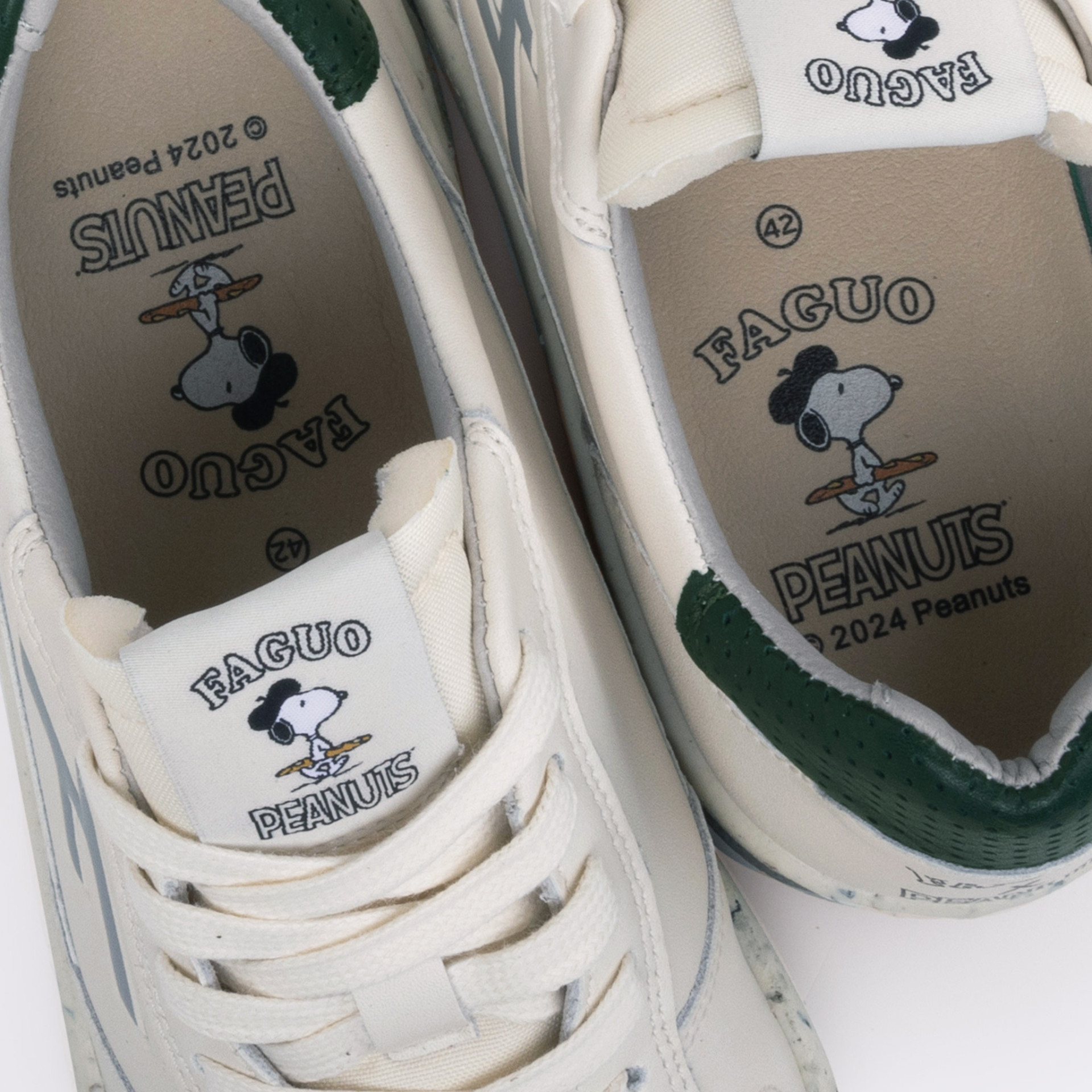 Baskets écrues & vertes Peanuts cuir et caoutchouc recyclé - modèle alder