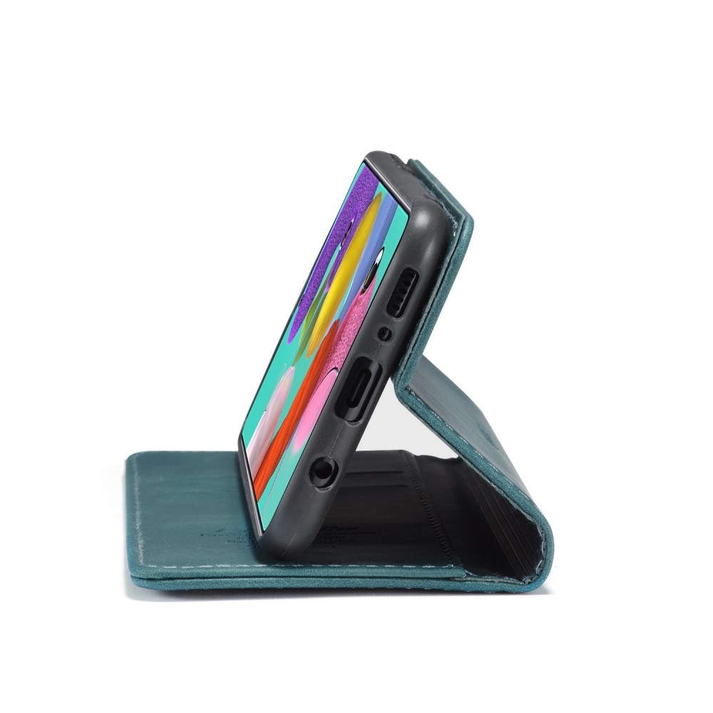 Samsung Galaxy A51 (2019) Leder Tasche Flip Wallet Etui mit Kartenfächern - Blau / Grün
