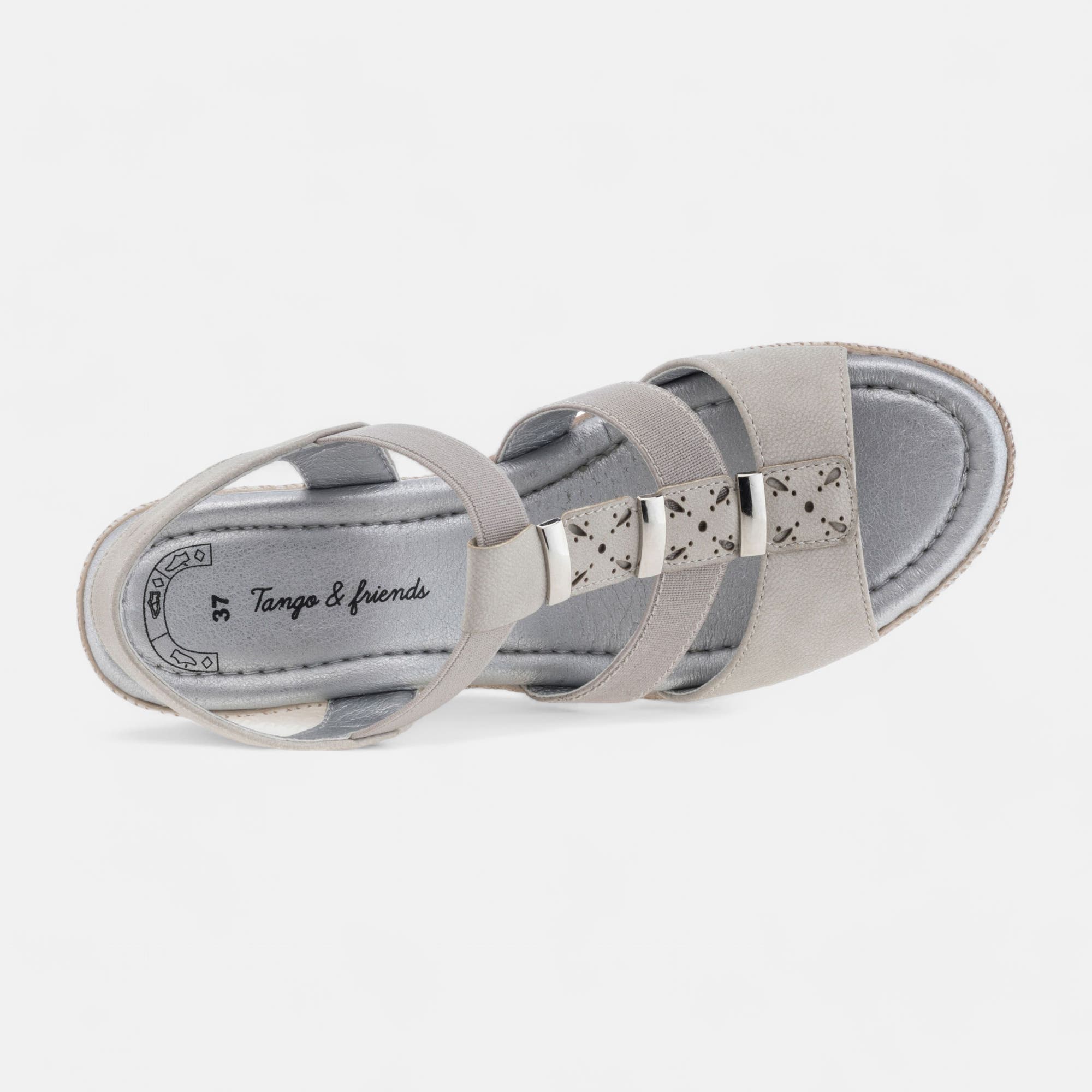 Sandales à talon compensé Femme beige