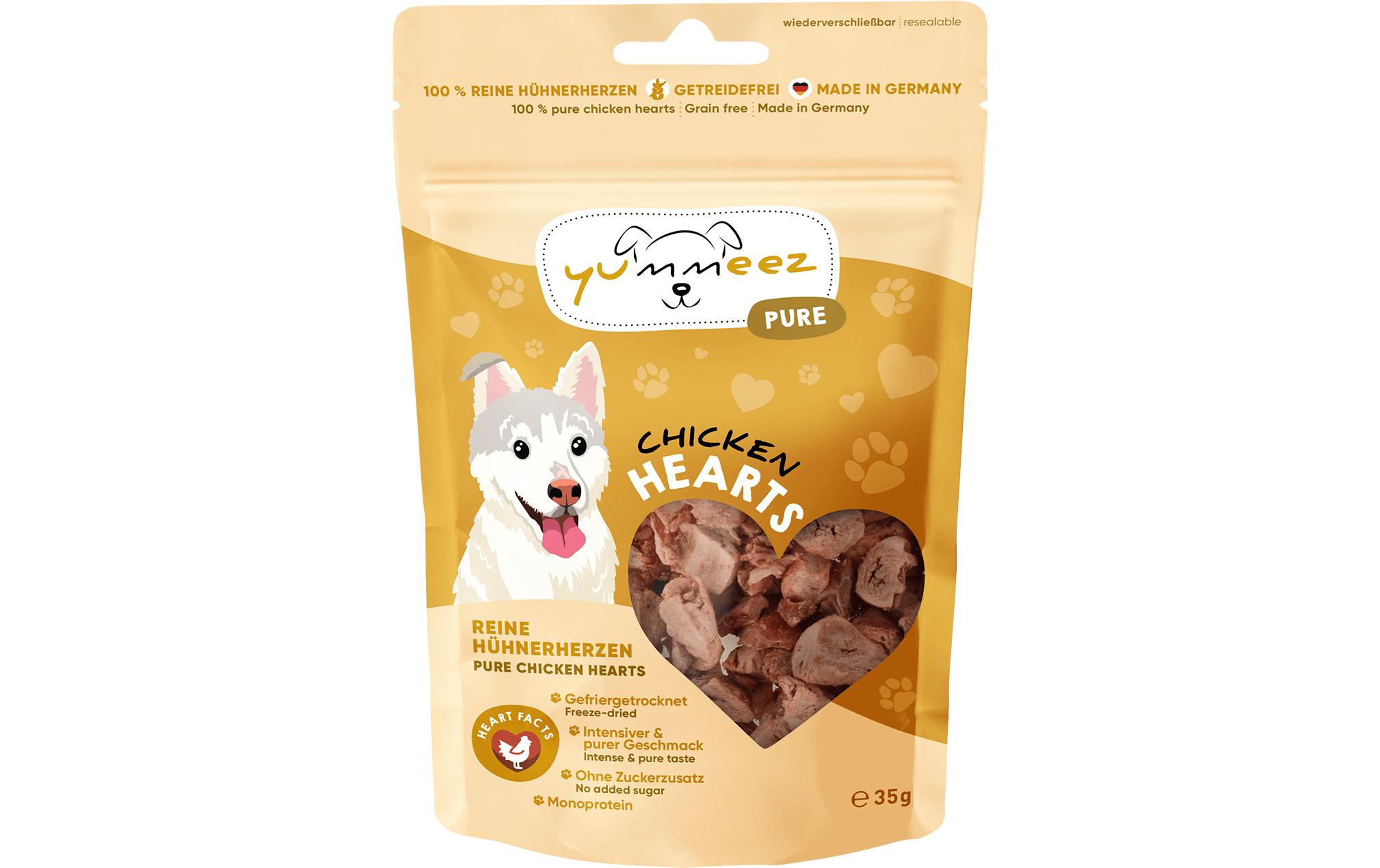 Leckerli pure Hühnerherzen, 35 gErgänzungsfuttermittel für Hunde