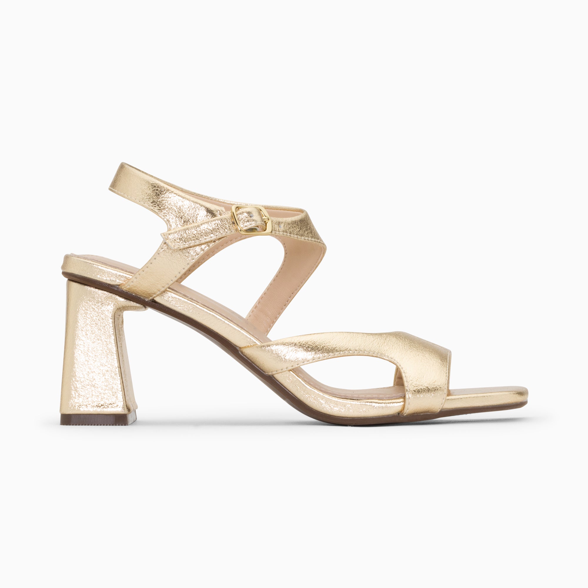 Sandales à talon, Compensées-Sandales Louane or à brides asymétriques et talon haut